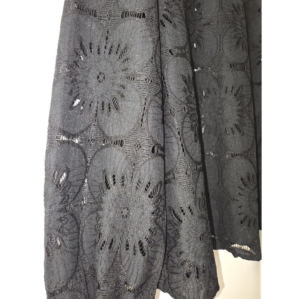 NWT Size XL‎ Women's Cupshe Black Eyelet Long Sleeve Blouse - Picture 4 of 7